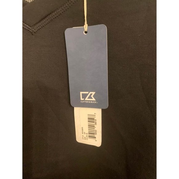 NWT Cutter and Buck black mens size small vneck pullover pima cotton (bin DD) - Picture 2 of 3